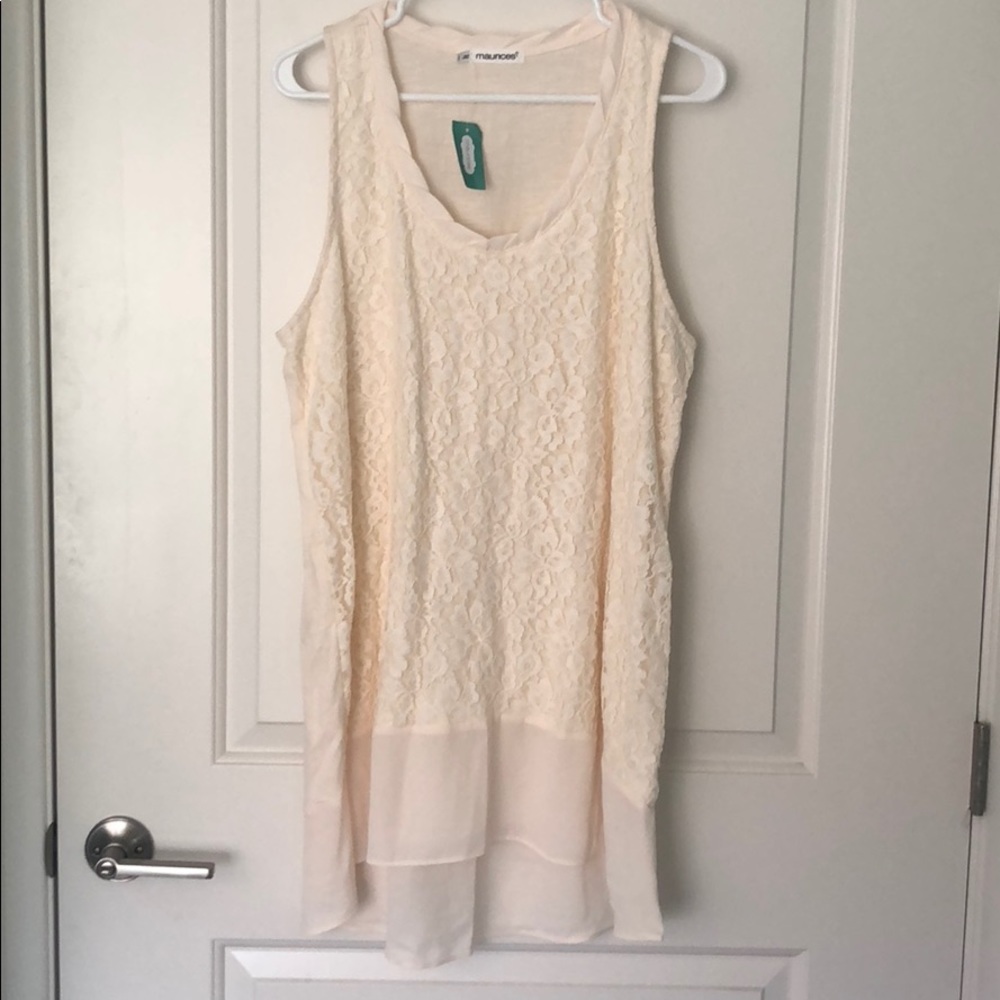 Cream lace sheer sleeveless top